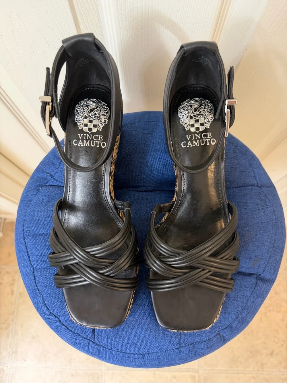 Vince Camuto Black Braided Platform Sandals